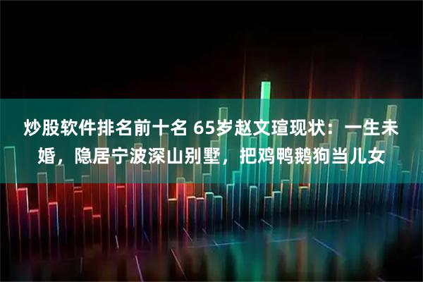 炒股软件排名前十名 65岁赵文瑄现状：一生未婚，隐居宁波深山别墅，把鸡鸭鹅狗当儿女